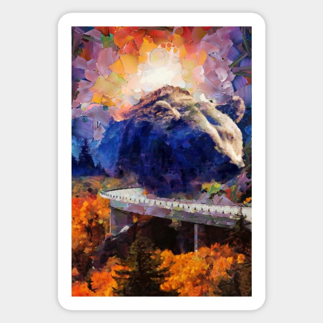 Big mountain bear on highway Sticker by Ariela-Alez